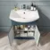 Capri Navy Blue Vanity with Semi Recessed Basin 650mm - Brushed Handles
