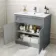Milos Fog Grey Combination Vanity Basin and Denver Toilet 1300mm - Chrome Handles