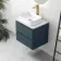 Corsica Inky Blue Wall Hung Drawer Vanity with Marble Top & Marin Basin 600mm