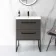 Elba Graphite Grey Wall Hung Basin Drawer Vanity 600mm with Matt Black Stand