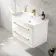 Omaha Gloss White Wall Hung Basin Drawer Vanity 800mm - Brushed Brass Accents
