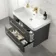 Omaha Slate Grey Wall Hung Basin Drawer Vanity 800mm - Brushed Brass Accents