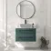Omaha Mystic Green Wall Hung Drawer Vanity with Marble Top 800mm (Excludes Counter Top Basin) - Black Accents