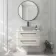 Omaha Linen White Wall Hung Drawer Vanity with Marble Top 800mm (Excludes Counter Top Basin) - Black Accents