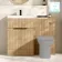 Havana Fluted Country Oak Basin Vanity and Back To Wall Toilet Unit 1100mm (Excludes Toilet) - Black Accents
