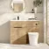 Havana Fluted Country Oak Combination Vanity Basin and Tucson Toilet 1100mm - Black Accents - Left Handed