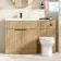 Havana Fluted Country Oak Combination Vanity Basin and Miami Toilet 1300mm - Black Accents