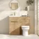 Havana Fluted Country Oak Combination Vanity Basin and Miami Toilet 1000mm - Brushed Brass Accents