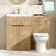 Havana Fluted Country Oak Combination Vanity Basin and Miami Toilet 1100mm - Brushed Brass Accents
