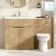 Havana Fluted Country Oak Combination Vanity Basin and Aruba Toilet 1300mm - Brushed Brass Accents