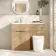 Havana Fluted Country Oak Combination Vanity Basin and Utah Comfort Height Toilet 1100mm - Chrome Handles - Left Handed