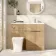 Havana Fluted Country Oak Combination Vanity Basin and Houston Toilet 1100mm - Chrome Handles - Right Handed