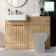 Sicily Fluted Country Oak Basin Vanity and Back To Wall Toilet Unit 1200mm (Excludes Toilet) - Brushed Brass Accents