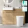 Sicily Fluted Country Oak Combination Vanity Basin with Marble Top & Utah Comfort Height Toilet 1200mm - Chrome Handles