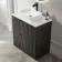 Crete Fluted Charcoal Elm Vanity Drawer with Marble Top & Reno Basin 800mm