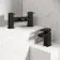 Avon Matt Black Waterfall Basin & Bath Mixer Tap Set