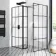 Munich Matt Black Grid 8mm Walk In Shower Enclosure 900mm & 900mm Glass with Pivotal Return Panel