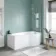 P Shaped 1600 Shower Bath with Front Panel & 4mm Screen - Right Handed