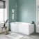P Shaped 1600 Shower Bath with Front Panel & 4mm Screen with Rail - Left Handed
