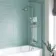 P Shaped 1600 Shower Bath with Front Panel & 4mm Screen with Rail - Right Handed