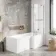 L Shaped 1700 Shower Bath with Front Panel & 4mm Fixed Screen with Rail - Right Handed