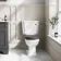 Hudson Traditional Close Coupled Toilet With Graphite Grey Wooden Seat - Brushed Brass Lever