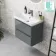 Corsica Storm Grey Wall Hung Slimline Basin Drawer Vanity 600mm