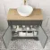 Lucia Graphite Grey Vanity with Oak Effect Top & Round Counter Top Basin 840mm - Brushed Brass Accents