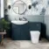 Capri Navy Blue Combination Vanity Basin and Houston Toilet 1350mm - Chrome Handles