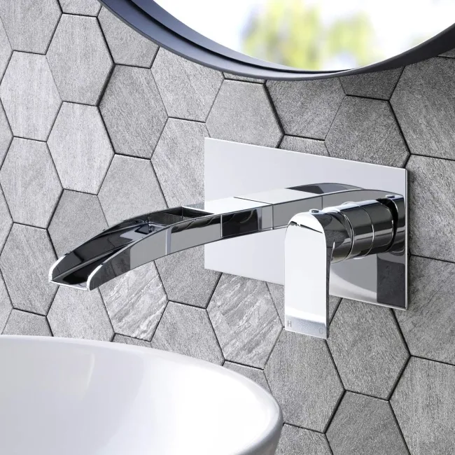 Eden Chrome Waterfall Wall Mounted Basin Mixer Tap