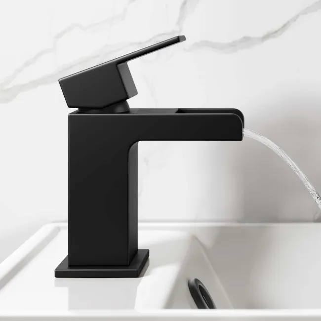 Avon Matt Black Waterfall Cloakroom Basin Mixer Tap