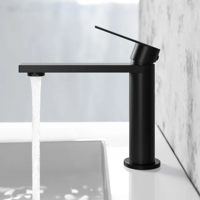 Tees Matt Black Basin Mixer Tap