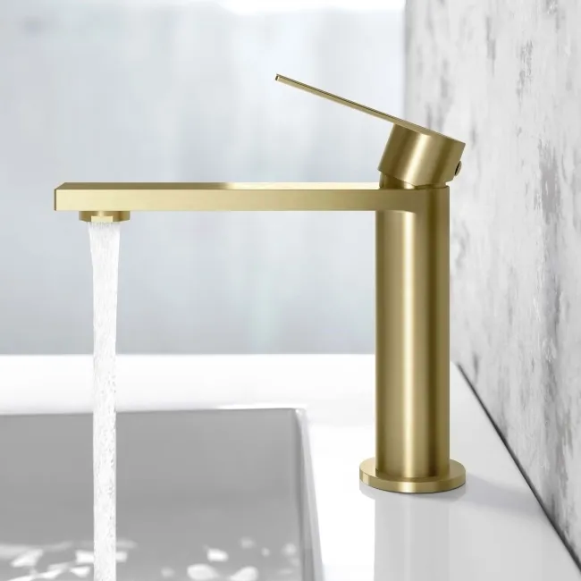 Tees Brushed Brass Basin Mixer Tap