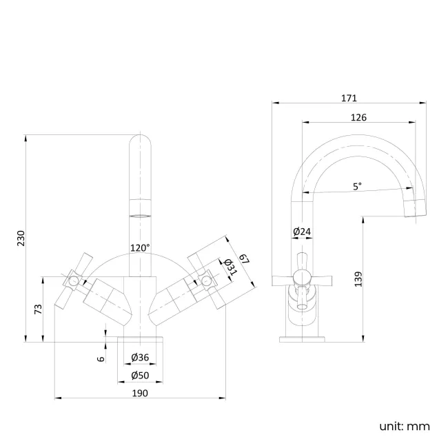 Exe Matt Black Basin Mixer Tap