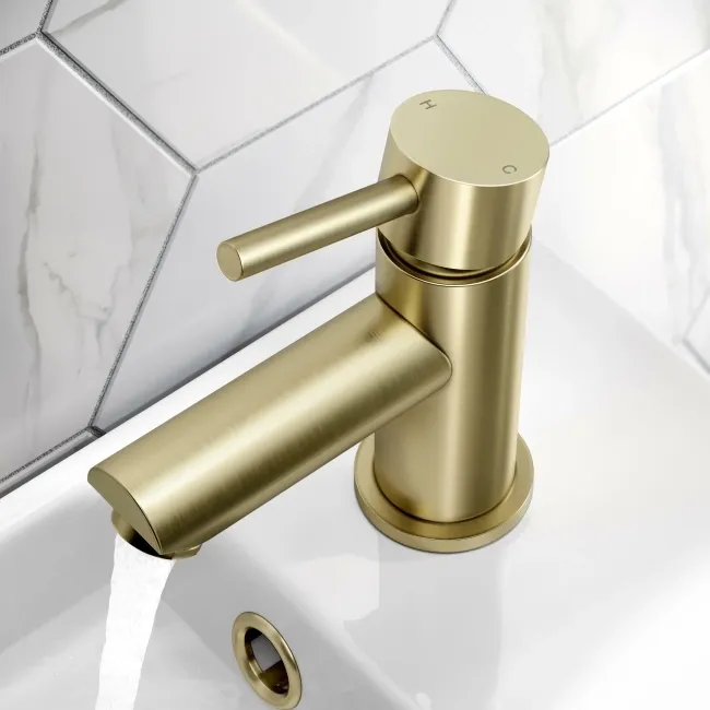 Wye Brushed Brass Cloakroom Basin Mixer Tap