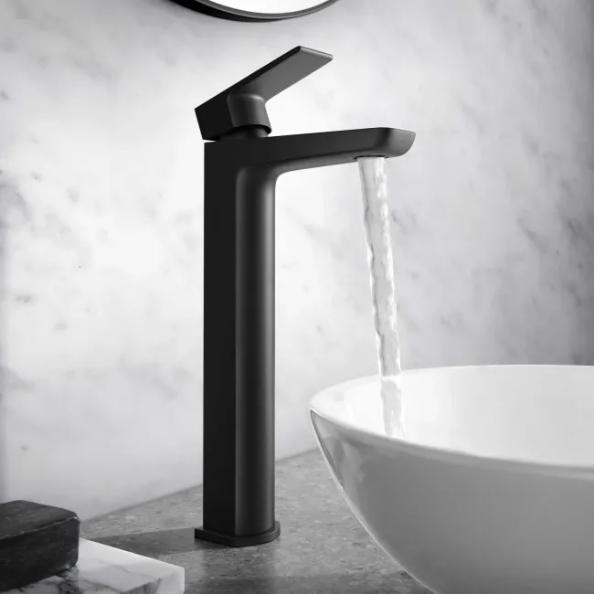 Ribble Matt Black High Rise Basin Mixer Tap