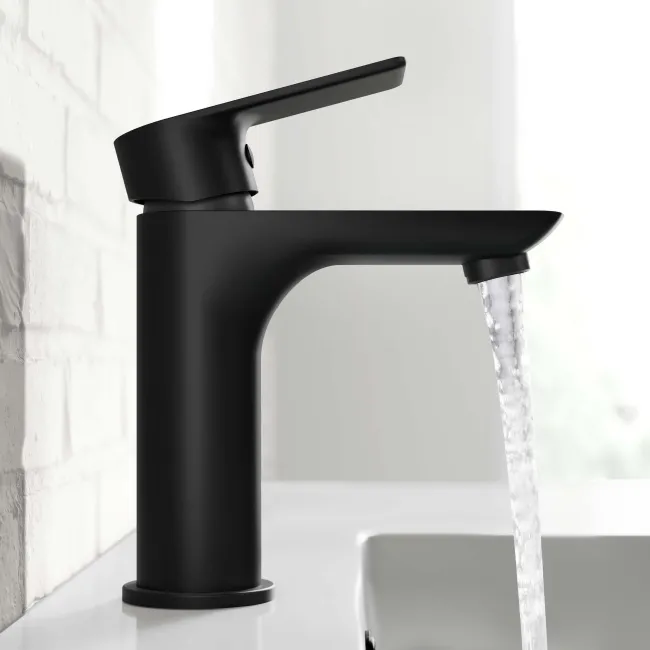 Lusk Matt Black Basin Mixer Tap