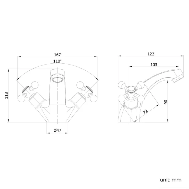 Bray Traditional Brushed Brass Basin Mixer Tap