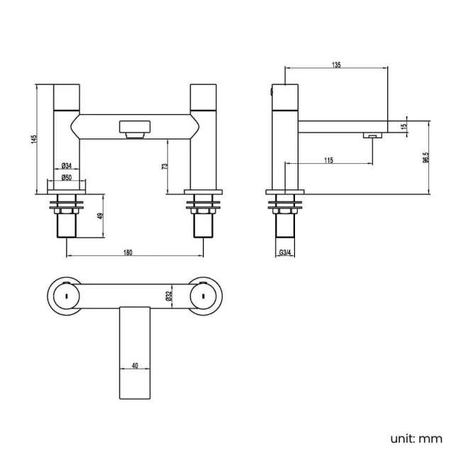 Tyne Matt Black Bath Filler
