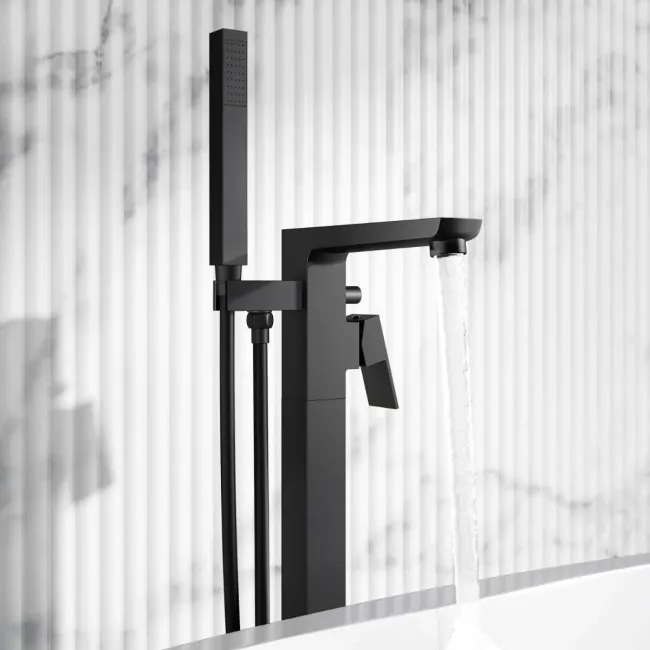 Soar Matt Black Freestanding Bath Shower Mixer Tap