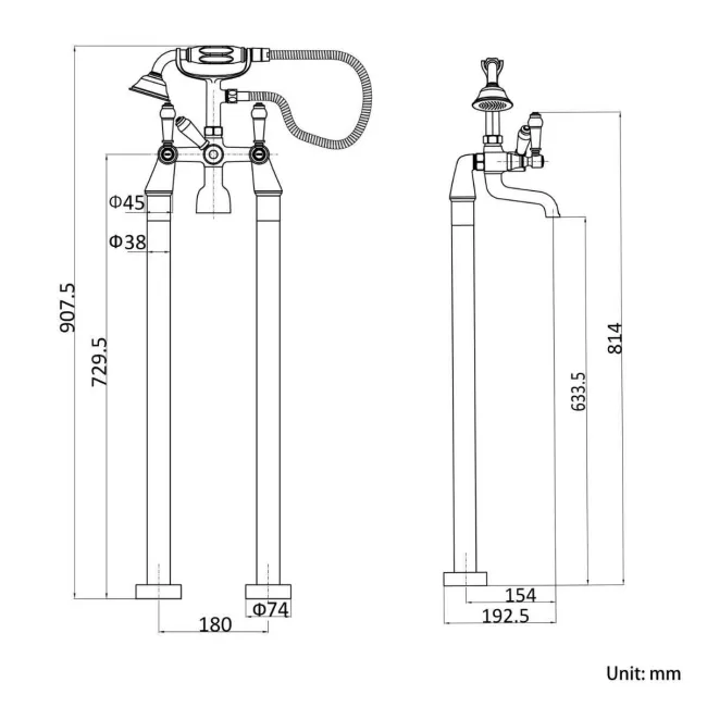 Cherwell Chrome Freestanding Bath Shower Mixer Tap