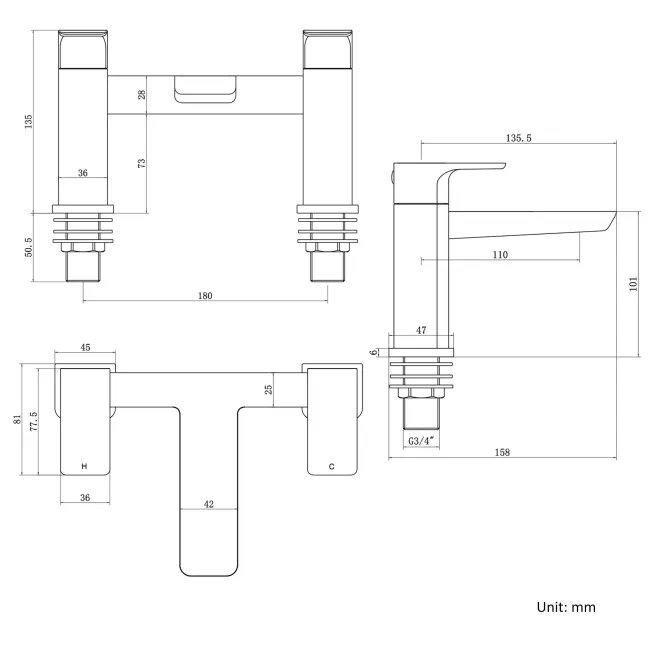 Soar Brushed Brass Bath Filler