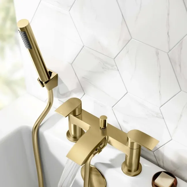 Severn Brushed Brass Bath Filler & Handheld Shower