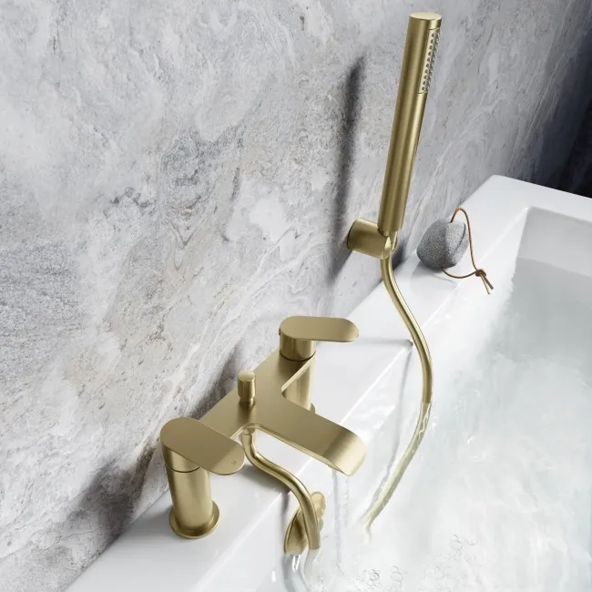Tay Brushed Brass Bath Filler & Handheld Shower