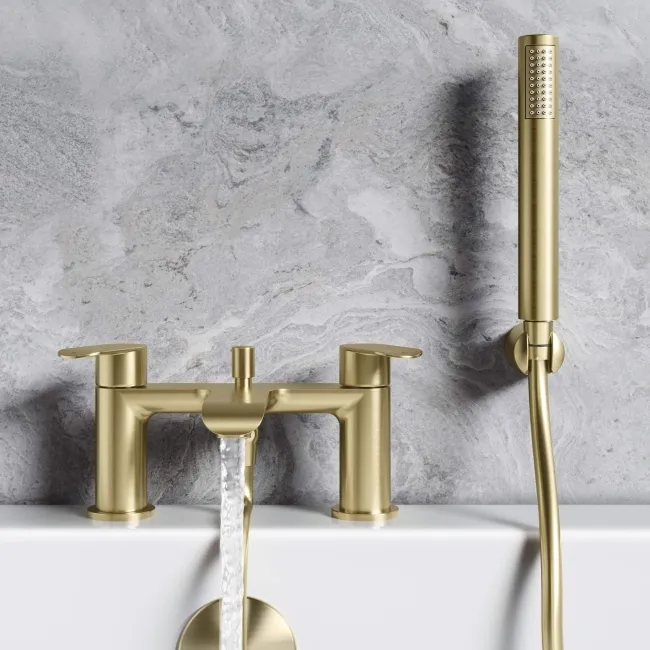 Tay Brushed Brass Bath Filler & Handheld Shower
