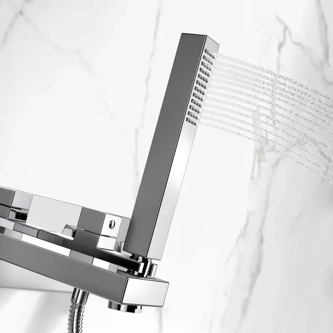 Tamar Chrome Wall Mounted Bath Mixer Tap & Handheld Shower