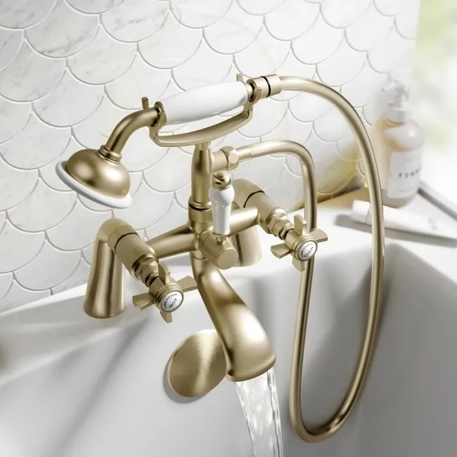 Nairn Traditional Brushed Brass Bath Shower Mixer Tap