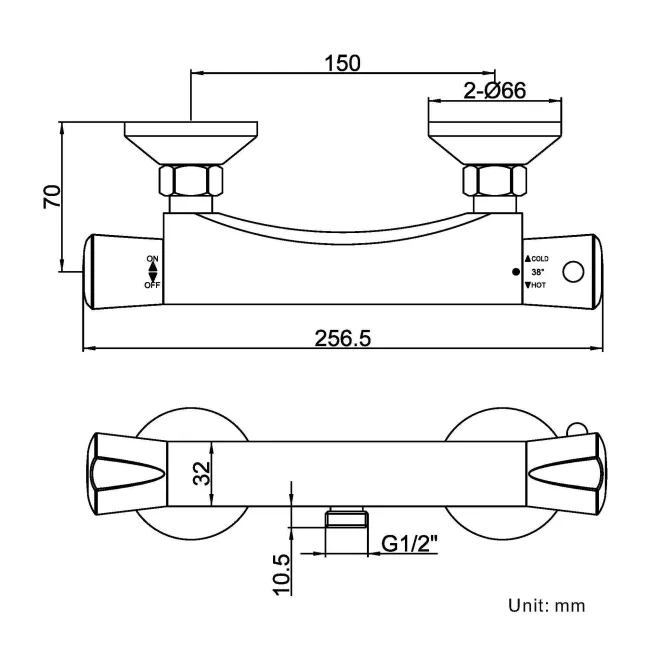 Lismore Chrome Round Thermostatic Shower Bar Valve