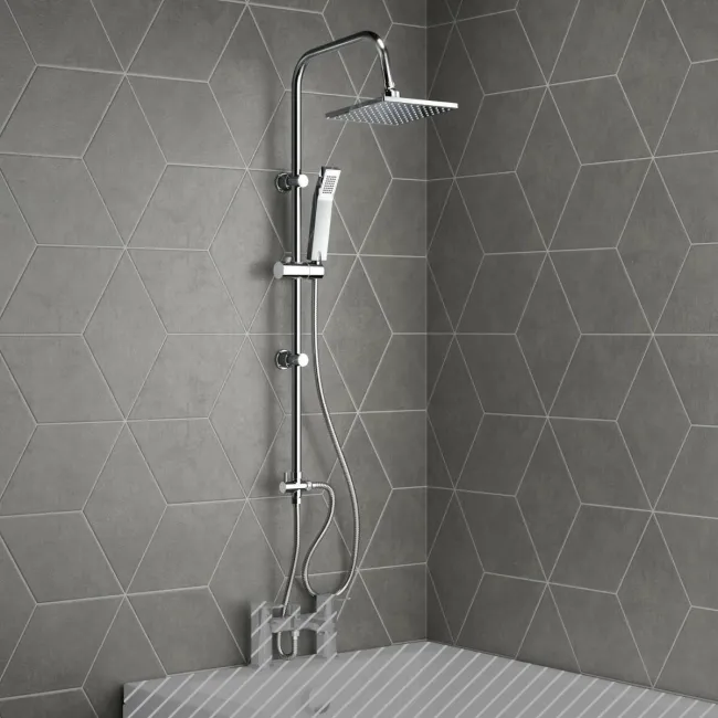 Lismore Square Chrome Shower Riser Kit