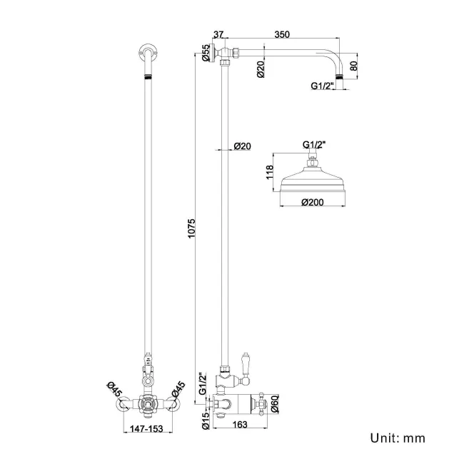 Shannon Traditional Thermostatic Shower Set